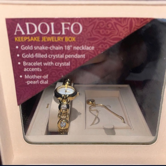 *SOLD* ADOLFO•Keepsake Jewelry Box necklace & watch set - Picture 9 of 9